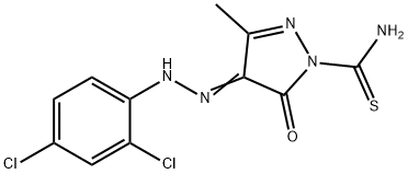 4-[(2,4-dichlorophenyl)hydrazono]-3-methyl-5-oxo-4,5-dihydro-1H-pyrazole-1-carbothioamide Struktur