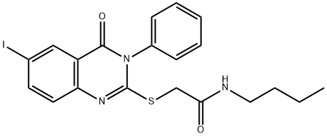 N-butyl-2-[(6-iodo-4-oxo-3-phenyl-3,4-dihydroquinazolin-2-yl)sulfanyl]acetamide Struktur