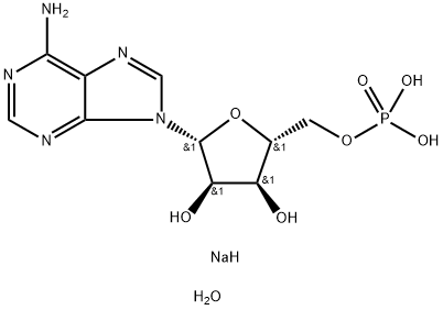 Sodium ((2R,3S,4R,5R)-5-(6-amino-9H-purin-9-yl)-3,4-dihydroxytetrahydrofuran-2-yl)methyl phosphate hydrate Struktur