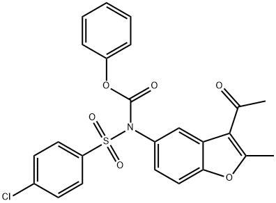 phenyl (3-acetyl-2-methylbenzofuran-5-yl)((4-chlorophenyl)sulfonyl)carbamate Struktur