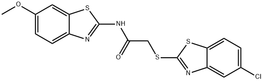 2-[(5-chloro-1,3-benzothiazol-2-yl)sulfanyl]-N-(6-methoxy-1,3-benzothiazol-2-yl)acetamide Struktur