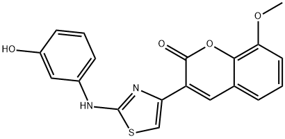 3-(2-((3-hydroxyphenyl)amino)thiazol-4-yl)-8-methoxy-2H-chromen-2-one Struktur