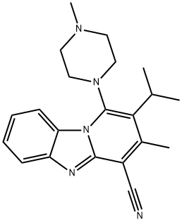 2-isopropyl-3-methyl-1-(4-methylpiperazin-1-yl)benzo[4,5]imidazo[1,2-a]pyridine-4-carbonitrile Struktur