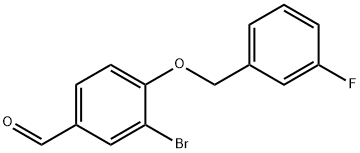 3-bromo-4-[(3-fluorobenzyl)oxy]benzaldehyde Struktur