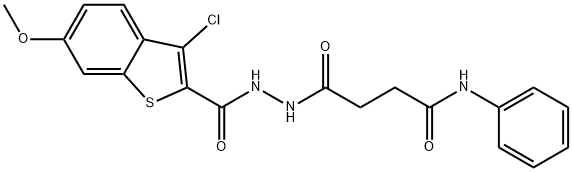 4-{2-[(3-chloro-6-methoxy-1-benzothien-2-yl)carbonyl]hydrazino}-4-oxo-N-phenylbutanamide Struktur