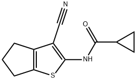 N-(3-cyano-5,6-dihydro-4H-cyclopenta[b]thiophen-2-yl)cyclopropanecarboxamide Struktur