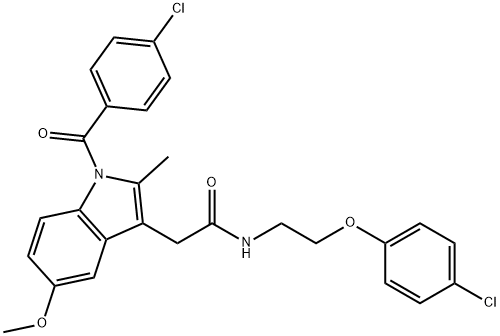 2-[1-(4-chlorobenzoyl)-5-methoxy-2-methylindol-3-yl]-N-[2-(4-chlorophenoxy)ethyl]acetamide Struktur