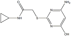 2-[(4-amino-6-hydroxypyrimidin-2-yl)sulfanyl]-N-cyclopropylacetamide Struktur