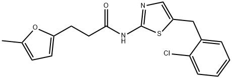 N-(5-(2-chlorobenzyl)thiazol-2-yl)-3-(5-methylfuran-2-yl)propanamide Struktur