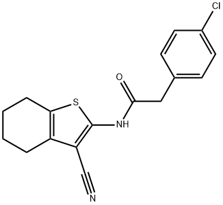 2-(4-chlorophenyl)-N-(3-cyano-4,5,6,7-tetrahydro-1-benzothiophen-2-yl)acetamide Struktur