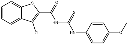 3-chloro-N-{[(4-methoxyphenyl)amino]carbonothioyl}-1-benzothiophene-2-carboxamide Struktur