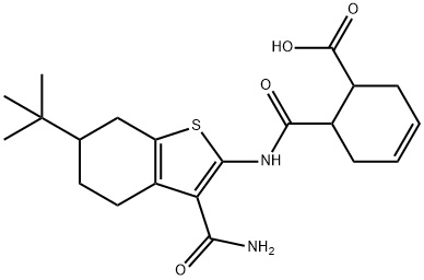 6-[(6-tert-butyl-3-carbamoyl-4,5,6,7-tetrahydro-1-benzothiophen-2-yl)carbamoyl]cyclohex-3-ene-1-carboxylic acid Struktur