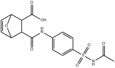 2-[[4-(acetylsulfamoyl)phenyl]carbamoyl]-7-oxabicyclo[2.2.1]hept-5-ene-3-carboxylic acid Struktur