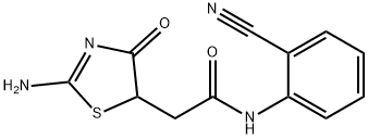 N-(2-cyanophenyl)-2-(2-imino-4-oxothiazolidin-5-yl)acetamide Struktur