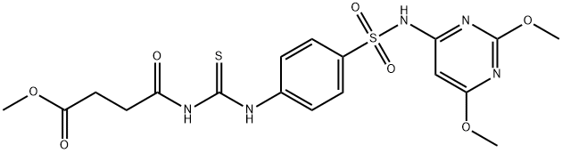 methyl 4-({[(4-{[(2,6-dimethoxy-4-pyrimidinyl)amino]sulfonyl}phenyl)amino]carbonothioyl}amino)-4-oxobutanoate Struktur