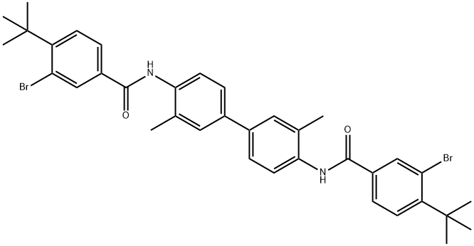 N,N'-(3,3'-dimethyl-4,4'-biphenyldiyl)bis(3-bromo-4-tert-butylbenzamide) Struktur