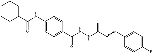 N-[4-({2-[3-(4-fluorophenyl)acryloyl]hydrazino}carbonyl)phenyl]cyclohexanecarboxamide Struktur