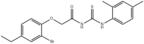 2-(2-bromo-4-ethylphenoxy)-N-{[(2,4-dimethylphenyl)amino]carbonothioyl}acetamide Struktur