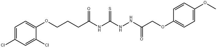 4-(2,4-dichlorophenoxy)-N-({2-[(4-methoxyphenoxy)acetyl]hydrazino}carbonothioyl)butanamide Struktur