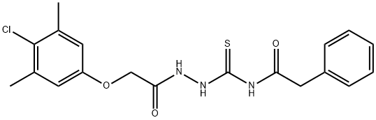 N-({2-[(4-chloro-3,5-dimethylphenoxy)acetyl]hydrazino}carbonothioyl)-2-phenylacetamide Struktur