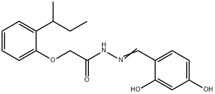 2-(2-sec-butylphenoxy)-N'-(2,4-dihydroxybenzylidene)acetohydrazide Struktur