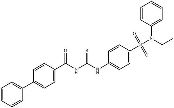 N-{[(4-{[ethyl(phenyl)amino]sulfonyl}phenyl)amino]carbonothioyl}-4-biphenylcarboxamide Struktur