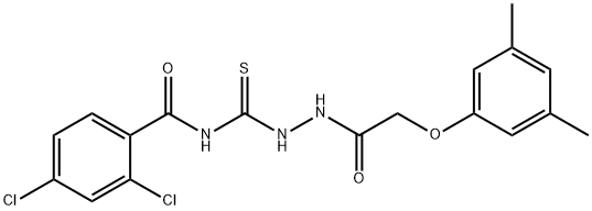 2,4-dichloro-N-({2-[(3,5-dimethylphenoxy)acetyl]hydrazino}carbonothioyl)benzamide Struktur