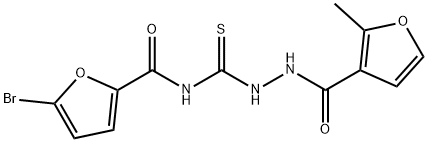 5-bromo-N-{[2-(2-methyl-3-furoyl)hydrazino]carbonothioyl}-2-furamide Struktur