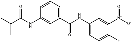 N-(4-fluoro-3-nitrophenyl)-3-[(2-methylpropanoyl)amino]benzamide Struktur