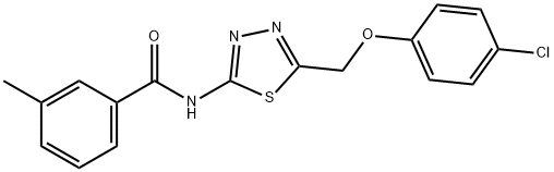 N-{5-[(4-chlorophenoxy)methyl]-1,3,4-thiadiazol-2-yl}-3-methylbenzamide Struktur