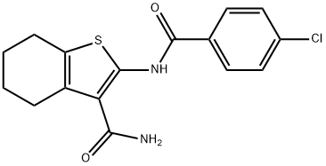 2-(4-chlorobenzamido)-4,5,6,7-tetrahydrobenzo[b]thiophene-3-carboxamide Struktur