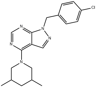 1-(4-chlorobenzyl)-4-(3,5-dimethylpiperidin-1-yl)-1H-pyrazolo[3,4-d]pyrimidine Struktur