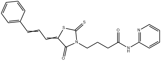 4-((Z)-4-oxo-5-((E)-3-phenylallylidene)-2-thioxothiazolidin-3-yl)-N-(pyridin-2-yl)butanamide Struktur