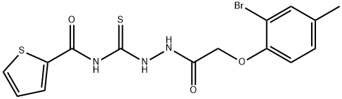 N-[[[2-(2-bromo-4-methylphenoxy)acetyl]amino]carbamothioyl]thiophene-2-carboxamide Struktur