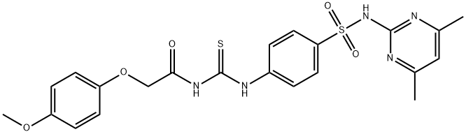 N-{[(4-{[(4,6-dimethyl-2-pyrimidinyl)amino]sulfonyl}phenyl)amino]carbonothioyl}-2-(4-methoxyphenoxy)acetamide Struktur