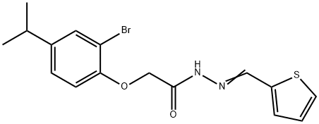 2-(2-bromo-4-isopropylphenoxy)-N'-(2-thienylmethylene)acetohydrazide Struktur