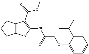 methyl 2-{[(2-isopropylphenoxy)acetyl]amino}-5,6-dihydro-4H-cyclopenta[b]thiophene-3-carboxylate Struktur