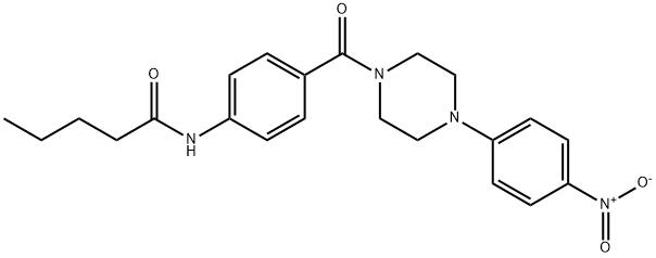 N-[4-[4-(4-nitrophenyl)piperazine-1-carbonyl]phenyl]pentanamide Struktur