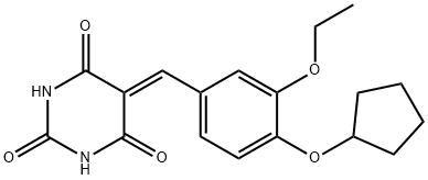 5-[(4-cyclopentyloxy-3-ethoxyphenyl)methylidene]-1,3-diazinane-2,4,6-trione Struktur