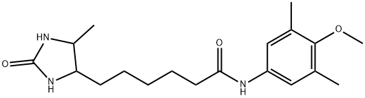 N-(4-methoxy-3,5-dimethylphenyl)-6-(5-methyl-2-oxoimidazolidin-4-yl)hexanamide Struktur