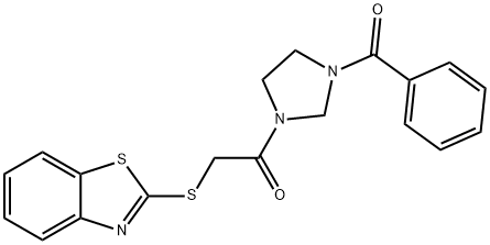 2-(1,3-benzothiazol-2-ylsulfanyl)-1-[3-(phenylcarbonyl)imidazolidin-1-yl]ethanone Struktur