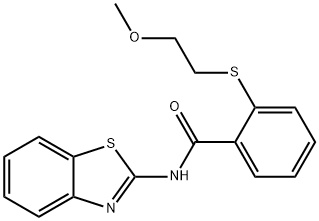 N-(1,3-benzothiazol-2-yl)-2-(2-methoxyethylsulfanyl)benzamide Struktur