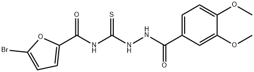 5-bromo-N-{[2-(3,4-dimethoxybenzoyl)hydrazino]carbonothioyl}-2-furamide Struktur