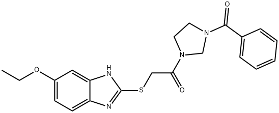 2-[(5-ethoxy-1H-benzimidazol-2-yl)sulfanyl]-1-[3-(phenylcarbonyl)imidazolidin-1-yl]ethanone Struktur