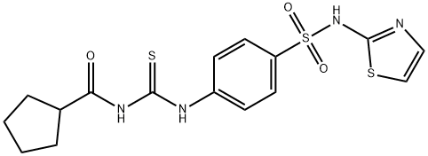 N-[({4-[(1,3-thiazol-2-ylamino)sulfonyl]phenyl}amino)carbonothioyl]cyclopentanecarboxamide Struktur