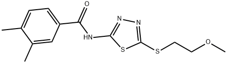 N-{5-[(2-methoxyethyl)sulfanyl]-1,3,4-thiadiazol-2-yl}-3,4-dimethylbenzamide Struktur