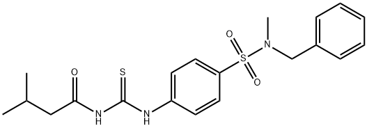 N-{[(4-{[benzyl(methyl)amino]sulfonyl}phenyl)amino]carbonothioyl}-3-methylbutanamide Struktur