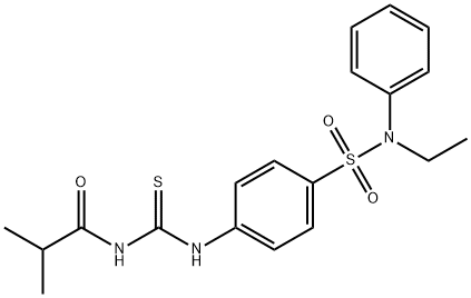 N-{[(4-{[ethyl(phenyl)amino]sulfonyl}phenyl)amino]carbonothioyl}-2-methylpropanamide Struktur