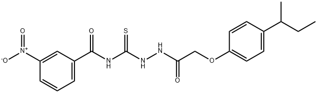 N-({2-[(4-sec-butylphenoxy)acetyl]hydrazino}carbonothioyl)-3-nitrobenzamide Struktur