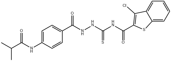 3-chloro-N-[[[4-(2-methylpropanoylamino)benzoyl]amino]carbamothioyl]-1-benzothiophene-2-carboxamide Struktur